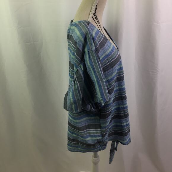a.n.a button down tie off blouse cool stripe combo - Picture 4 of 16